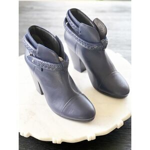 RAG & BONE NWOT Blue Indigo Round Toe Leather Ladies Ankle Booties EU 37